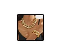 Caiguoer Punk Collane Set 2 Pz Chunky Gold Collana Cubano Link Catena Collane per le Donne