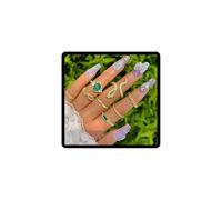 Caiguoer Set di 8 anelli a serpente vintage, impilabili, imitazione pietra preziosa, gioielli per donne e grigliate, Metallo