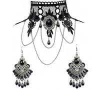 Caiguoer Set di collana e orecchini gotici neri, collana girocollo per Halloween, gioielli da donna