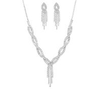 Caiguoer Silver Jewellery Set 3 Pz Wedding Jewellery Set per le Spose Strass Collana per le Donne