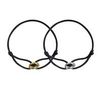CAIHINIER 2 bracciali da donna in corda nautica, Trinity, coppia di braccialetti, con anello in acciaio inox, colore argento e oro, 100% impermeabile e regolabile, regalo per la festa della mamma, 13