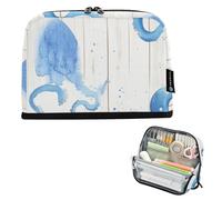Caihoyu Astuccio organizer di grande capacità, borsa morbida per monete, per ragazze adolescenti, blu elementare con tentacoli