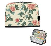 Caihoyu Astuccio per matite di grande capacità, astuccio per trucchi, penna portatile per cancelleria per adulti, forniture per le scuole superiori, rosa pastello con viti