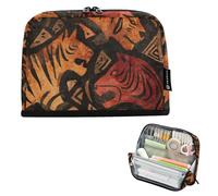 Caihoyu Astuccio per matite di grande capacità, organizer da scrivania per infermiere, cosmetici, tigri tribali