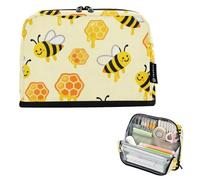 Caihoyu Astuccio per matite di grande capacità, per cosmetici, ampia apertura, organizer per studenti, asilo, api e nido d'ape