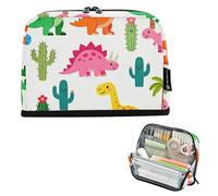 Caihoyu Astuccio per matite di grande capacità per il trucco, custodia morbida per cancelleria, per ragazze adolescenti, da viaggio, motivo dinosauro deserto