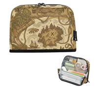 Caihoyu Astuccio per matite di grande capacità, verticale, organizer semplice per cancelleria, per adulti, asilo, mappa del tesoro, avventura