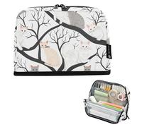 Caihoyu Astuccio per matite, grande capacità, con fessura per cancelleria, per ragazzi e adolescenti, università, tre colori, gatti tra gli alberi