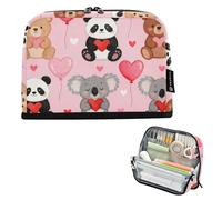 Caihoyu Astuccio portamatite, grande capacità, verticale, con scomparto organizer per adolescenti, da viaggio, con motivo a cuori e animali domestici