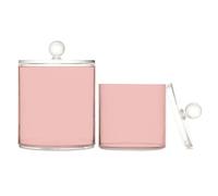 Caihoyu Barattoli in plastica trasparente a tinta unita, con coperchio, per cassettiera, piccoli contenitori decorativi, per tamponi di cotone, confezione da 2