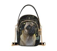 Caihoyu Borsa a tracolla da donna ultrasonica trapuntata durevole Pug | Cinghia staccabile resistente della catena dell'oro dello strappo del poliestere per il viaggio & lo shopping
