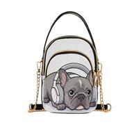 Caihoyu Borsa a tracolla Trendy Leggero Impermeabile Cane francese | Cinghia staccabile resistente della catena dell'oro dello strappo del poliestere per il viaggio & lo shopping