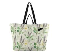 Caihoyu Borsa di tela impermeabile per la spesa, da uomo, per ospedale, spiaggia, viaggi, lavanda e campo di margherite