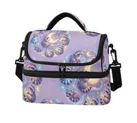 Caihoyu Borsa termica a doppio strato per il pranzo, motivo galassia, procione e sogno, resistente all'olio, con tracolla staccabile per adulti