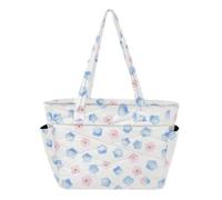 Caihoyu Borsa tote da donna borsa da spiaggia per lavoro quotidiano pendolari con scomparto blu e fiori timidi