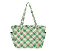 Caihoyu Borsa tote da donna borsa da spiaggia per viaggi e spostamenti quotidiani con tasca a quadri con campana dorata