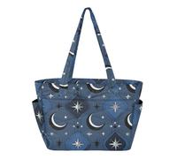 Caihoyu Borsa tote da donna, borsa da spiaggia, weekender, viaggio, con portabicchieri, motivo celeste