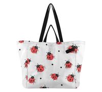 Caihoyu Borse di tela impermeabili da cucina, drogheria, damigella d'onore, per uomo, ospedale, shopping, spiaggia, viaggi, coccinelle a pois