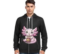 Caihoyu Cappotto da uomo con cappuccio e tasca frontale S Boba Bubble, Bolla Boba, X-Large