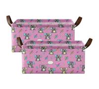 Caihoyu Cestini per mensole organizer armadio con maniglie koala orso | 42,9 x 29 x 19,6 cm pieghevole per una facile conservazione da utilizzare in armadio, lavanderia, bagno, armadietti