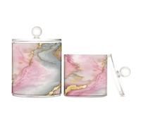 Caihoyu Contenitori decorativi in plastica trasparente con coperchio, per tamponi di cotone, confezione da 2