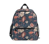 Caihoyu Mini zaino per bambini bambini adolescenti ragazzi borsa per pannolini impermeabile zaino con fascia pettorale vintage fiori alberi piante animali pesci rossi, fiori vintage alberi piante