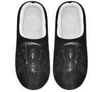 Caihoyu Pantofole in memory foam, motivo: angelo della morte | Quick Outdoor Errands per uomini, donne, adulti, caldo inverno