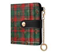 Caihoyu Pinecone Plaid - Portafoglio pieghevole da donna, in pelle PU, portatile, per donne, ragazzi e ragazze