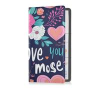 Caihoyu Portafoglio in pelle PU per libretto e assicurazione auto, unisex, perfetto per documenti, carte, licenza, San Valentino, fiori, cuore, Love You Mose