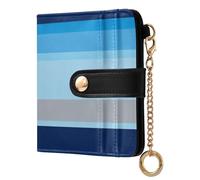 Caihoyu Portafoglio pieghevole da donna a righe blu per le donne comodo in pelle PU Bifold per le ragazze