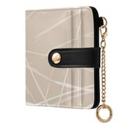 Caihoyu Portafoglio pieghevole da donna in pelle beige con linee astratte comodo per tutti i giorni PU per donne ragazzi ragazze
