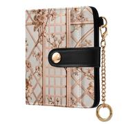 Caihoyu Portafoglio pieghevole da donna in pelle PU impermeabile con schermo floreale oro rosa per ragazze donne signore