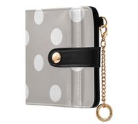 Caihoyu Portafoglio pieghevole da donna in pelle PU impermeabile per tutti i giorni grigio e bianco a pois per donne ragazzi ragazze