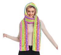 Caihoyu Sciarpe da donna a 3 vie con cappuccio accogliente Coquette Bow Checked, Inizia la striscia arcobaleno, One Size