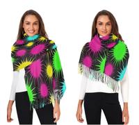 Caihoyu Sciarpe da donna Accessorio collo Stelle Plaid Rosso, Spruzzi di vernice arcobaleno al neon, One Size
