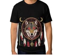 Caihoyu T-Shirt Uomo Regular Fit 3XL Tattoo Wolf, Lupo del tatuaggio, S