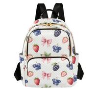 Caihoyu Zainetto stampato Multi Pocket Mixed Berries Blush Fiocchi S, Archi Blush Bacche Miste, Small, Casual | Escursione di fine settimana alla moda con stampa animalier per donne signore