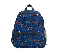 Caihoyu Zaini per bambini adolescenti ragazzi borsa per pannolini zaino con fascia toracica graffiti joystick arancione blu scuro, graffiti blu scuro arancione joystick, S, Joystick arancione blu
