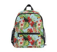 Caihoyu Zaino divertente per bambini bambini ragazzi / ragazze carino borsa per pannolini zaino con fascia sul petto uccello tropicale tucano pappagallo e fiore, pappagallo e fiore tropicale uccello