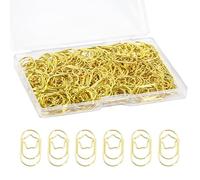 CAIJ 150 graffette a forma di stella, graffette dorate, motivo ovale, piccole con scatola trasparente, per cancelleria e aula