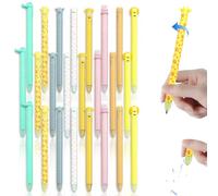 CAIJ Set di 24 penne in gel cancellabili con gomme termiche, colori di inchiostro blu e vari disegni a fusto, piume da 0,7 mm, disegni: orso, topo, giraffa, dinosauro, gatto, scimmia, leone