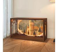 Caikbms Vetrina Legno Massello Compatibile con Serie Le-Go 76417, Vetrina in Legno Massello Antipolvere con Vetro B