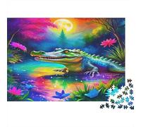 Caimano Colorato Puzzle 1000 Pezzi per Adulti Scenario di Lago Notturno Colorato Gioco di Puzzle 1000 Pezzi Relax Decorazione Regalo 52x38cm/1000pcs