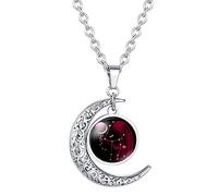 Caimeytie Collana da Donna Pendente della Luna Costellazione Segni dello Zodiaco Charm in Vetro Trasparente Vergine