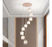 Cainjiazh Lampadario Moderno a Cascata in Cristallo per Scala e Ingresso - Lampada a Sospensione per Soffitti Alti - Design Elegante con Cristalli Pendenti - Illuminazione Decorativa per Casa