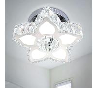 Cainjiazh Plafoniera di cristallo Moderna Mini lampadario fiore LED Flush Mount plafoniera per sala da pranzo camera da letto soggiorno piccola stanza (Cool White)