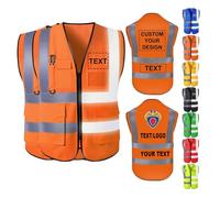Cainor Set di 2 pezzi Gilet di sicurezza personalizzati, gilet ad alta visibilità con il vostro testo, logo, nome dell'azienda, per operazioni di sicurezza all'aperto (Arancione, XX-Large)