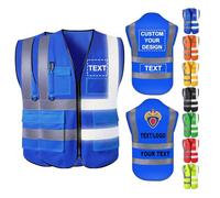 Cainor Set di 2 pezzi Gilet di sicurezza personalizzati, gilet ad alta visibilità con il vostro testo, logo, nome dell'azienda, per operazioni di sicurezza all'aperto (Blu, X-Large)