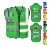 Cainor Set di 2 pezzi Gilet di sicurezza personalizzati, gilet ad alta visibilità con il vostro testo, logo, nome dell'azienda, per operazioni di sicurezza all'aperto (Verde, XX-Large)
