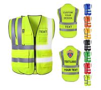 Cainor Set di 2 pezzi Gilet di sicurezza personalizzati, gilet ad alta visibilità con il vostro testo, logo, nome dell'azienda, per operazioni di sicurezza all'aperto (Verde fluorescente, X-Large)
